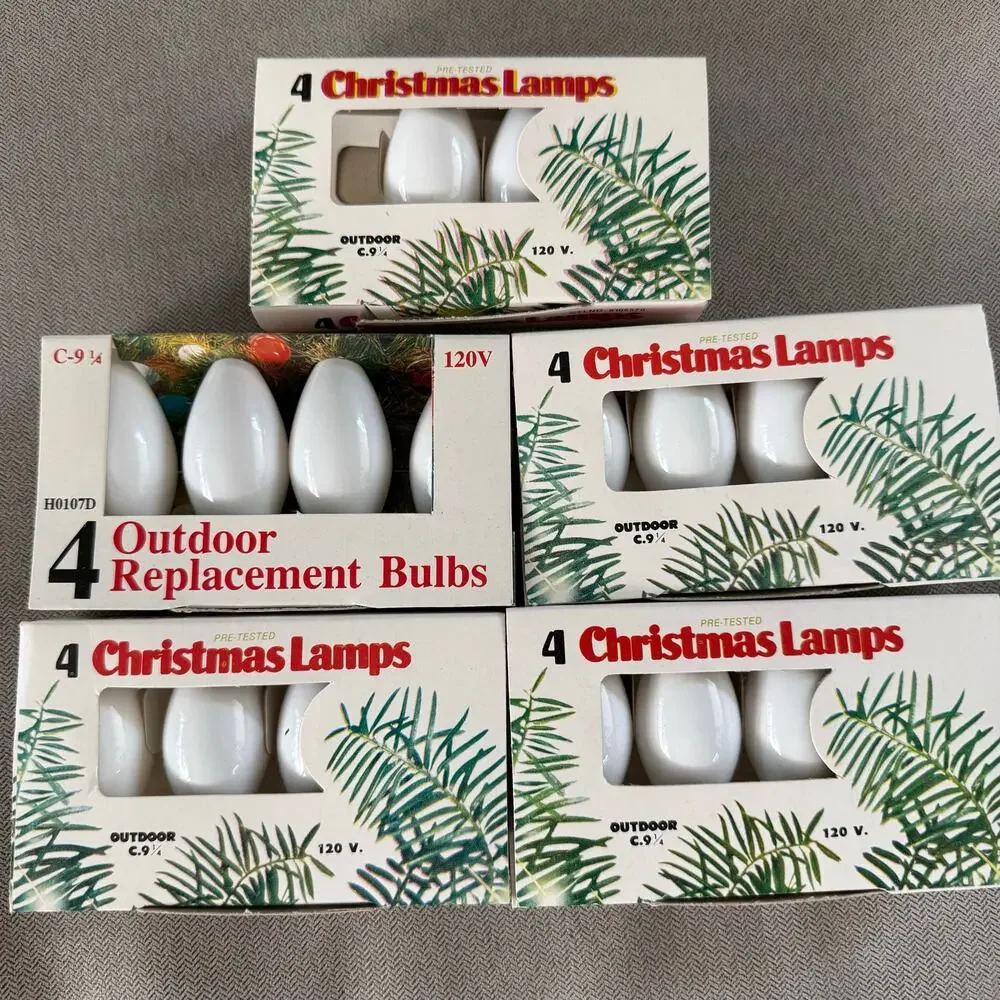 Vintage C9 Christmas Light Replacement Bulbs 4 Packs Multicolor White Lot of 52